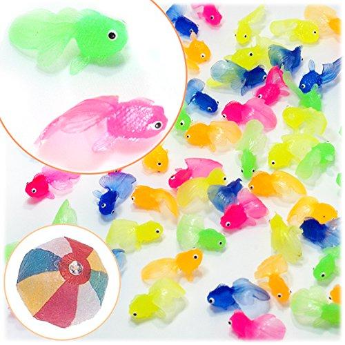 縁日すくい　やわらか　ミニ金魚（約40mm）　１００個入り / お楽しみグッズ(紙風船)付きセット | 