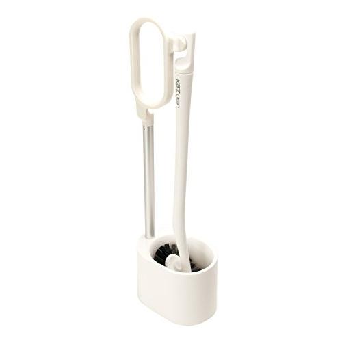 日本クリンテック Ka:z Clean トイレブラシ&スタンド W ホワイト 幅9.5cm 全長46cm 取って付きケース フチ裏に届く お手入 | 