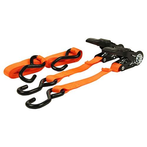 E-Value ラチェット式ベルト荷締機 ショートタイプ ERT-25SSR 2pcs 2.2m ナイロン トラック対応 オレンジ | 