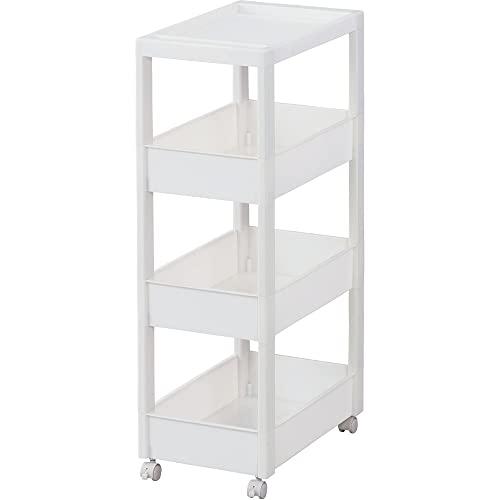 天馬 キッチン収納 ファビエ スキピタ スキピタワゴン ワイド4段 ホワイト 幅27×奥行45×高さ85cm W-030W | 