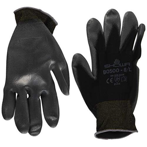 ショーワグローブ 【10双パック・低発塵】簡易包装パームフィット手袋 ブラック Lサイズ 10双 | 