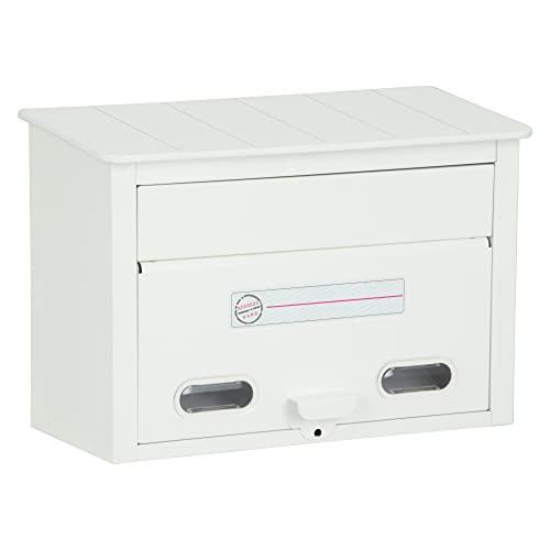 グリーンライフ ポスト 壁掛け【日本製】 スチール製 A4サイズ対応 南京錠取付可 ホワイト FH-30W | 