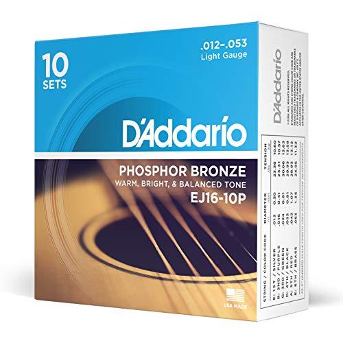D'Addario ダダリオ アコースティックギター弦 フォスファーブロンズ Light .012-.053 EJ16-10P 10set入りパ | 