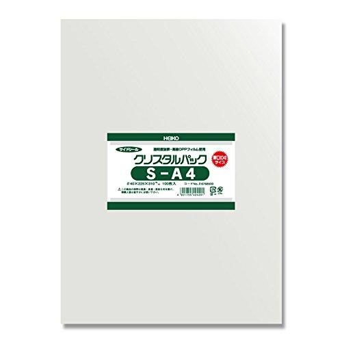 シモジマ ヘイコー 透明 OPP袋 クリスタルパック A4 厚口 100枚 04S-A4 厚0.04×幅225×高310mm 006768500 | 