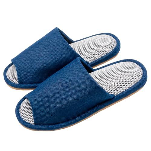 オクムラ スリッパ 洗えるリネン風 外縫い LL ネイビー AAAA6916NV さらさら 立体メッシュインソール 大きいサイズ | 