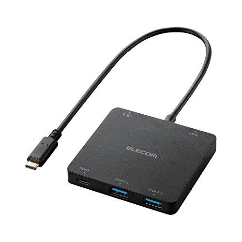 エレコム USB3.1 Type-C ハブ 3ポート(A×2/Type-C×1)+HDMI出力+PC充電用Type-C×1 バスパワー MacB | 