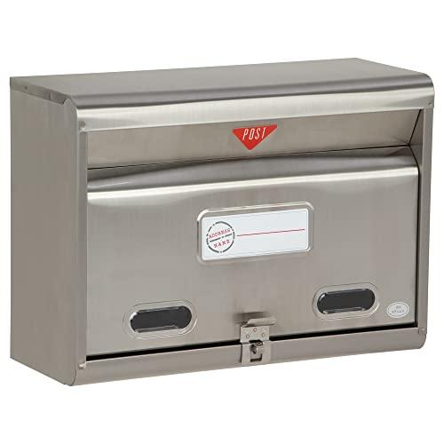 グリーンライフ ポスト 壁掛け【日本製】 サビにくい18-8ステンレス A4サイズ対応 南京錠取付可 PH-50 | 