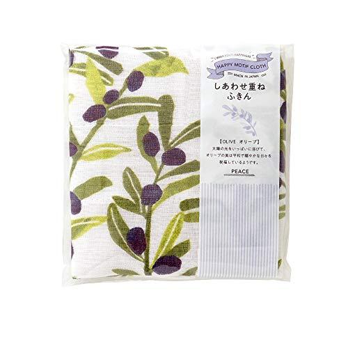 藤栄(FUJIEI) ハッピーモチーフ しあわせ重ね ふきん オリーブ 30×30cm KF-006 食器用 台ふきん 蚊帳生地 7枚重ね 吸水 | 