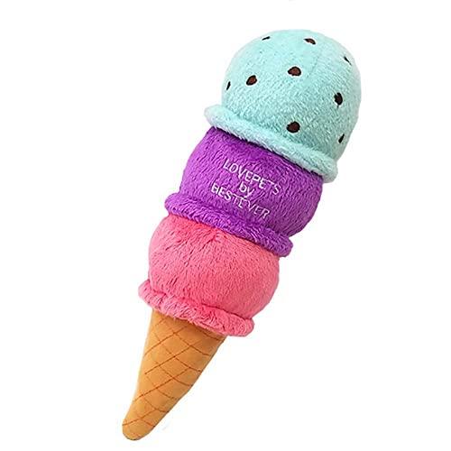 【LOVE PETS by BESTEVER】チョコミントアイスクリーム 犬 おもちゃ ペットトイ カシャカシャ キュッキュッ 音が鳴る 遊ぶ | 