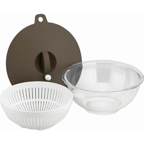 和平フレイズ 電子レンジOK 耐熱ガラス ボウル&ざる セット 18cm 蓋付 時短 調理 レシピ付 マジカリーノ RE-7268 | 