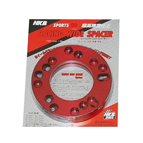HKB SPORTS レーシングワイドスペーサー(4穴・5穴兼用) P.C.D.100~114.3 4mm レッド 2枚入りHKRWSR4 | 