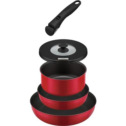 サーモス デュラブルシリーズ 取っ手のとれるフライパン5点セットAB IH対応 レッド KSA-5B R | 