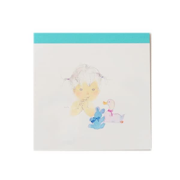 グリーンフラッシュ(Green Flash) Green Flash いわさきちひろ メモ帳 メモパッド スクエア ブルー CH-004 | 