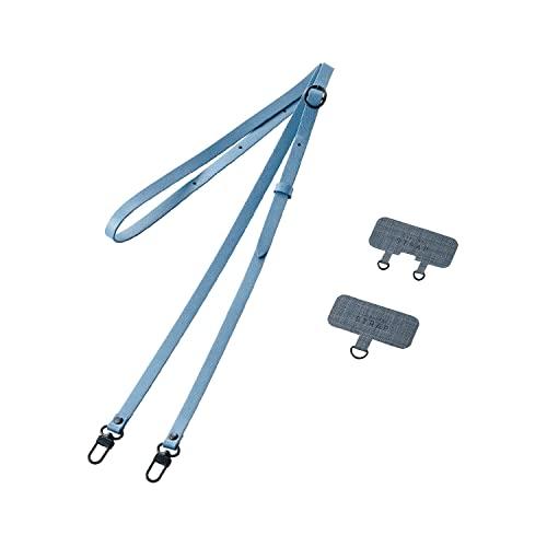 [エレコム] スマホショルダー スマホストラップ レザー 革 ストラップシート(1口&2口) 付属 長さ調節可能 [好きなスマホケースに挟むだけ | 