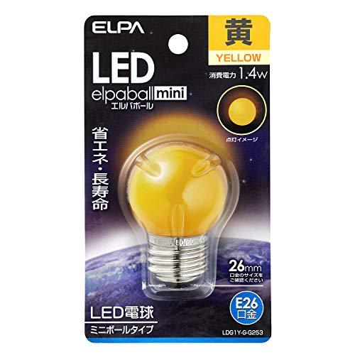 エルパ (ELPA) LED電球G40形 LED電球 照明 E26 100V 1.4W 黄色 屋内用 LDG1Y-G-G253 | 