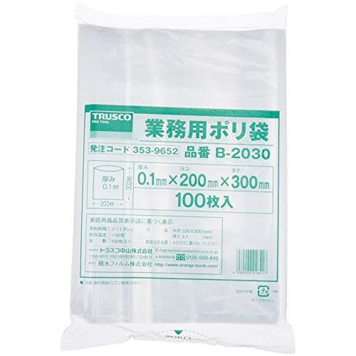 TRUSCO(トラスコ) 厚手ポリ袋 縦300×横200×t0.1 透明 100枚入 B-2030 | 