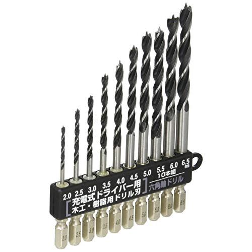 イチネンアクセス RELIEF(リリーフ) 木工ドリル 木工・樹脂用 ドリルセット 10本組 26808 六角軸 2.0~6.5mm | 