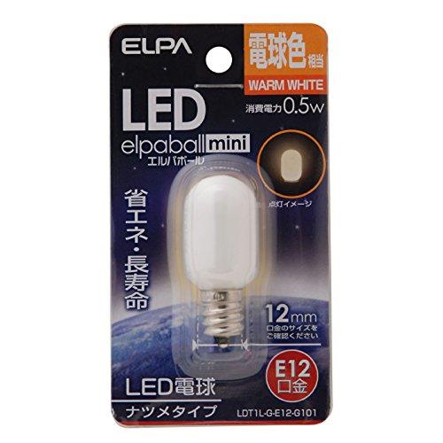 エルパ (ELPA) LEDナツメ形 LED電球 照明 E12 100V 0.5W 電球色 屋内用 LDT1L-G-E12-G101 | 