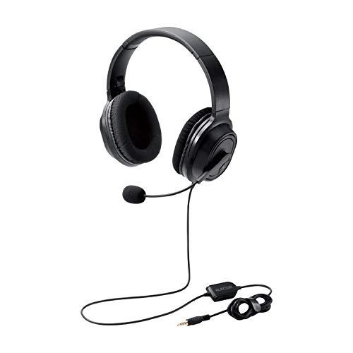 エレコム ヘッドセット 4極ミニプラグ オーバーヘッド 有線 両耳 変換ケーブル付 40mmドライバ ブラック HS-HP30TBK | 