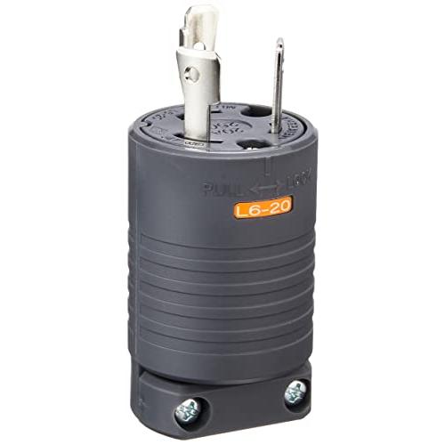 明工社 接地2P 20A 引掛プラグ 20A 250V (黒) (L6-20P 準拠) | 