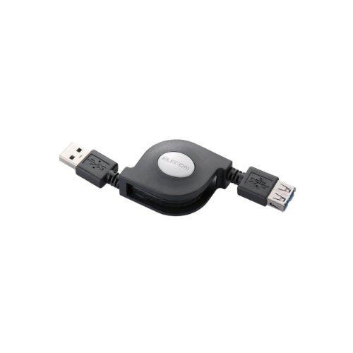 エレコム USBケーブル 延長 USB3.0 (USB A オス to USB A メス) 巻き取り 0.7m ブラック USB3-RLEA07 | 