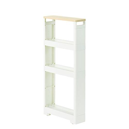 JEJ 隙間収納ワゴン ホワイト 12×40×85cm リセ スーパースリムラック ウッドマルチ4段 1020752 | 