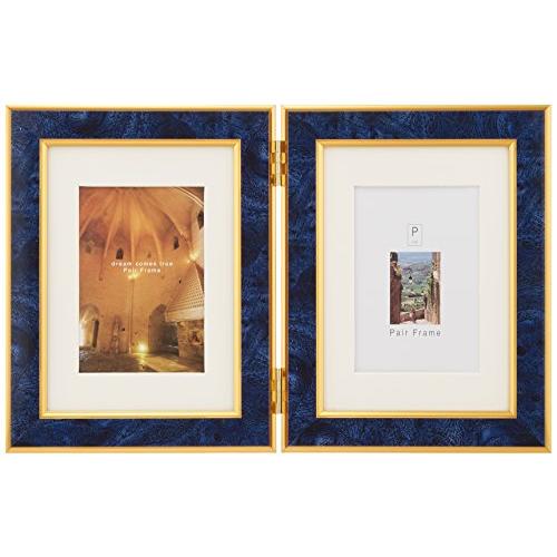 万丈 VANJOH フォトフレーム ペアフレームL・2L マット台紙付き 縦 ブルー 454124 | 