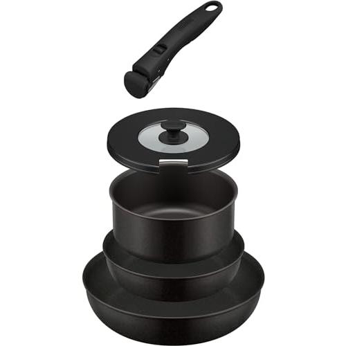 サーモス デュラブルシリーズ 取っ手のとれるフライパン5点セットAB IH対応 ブラック KSA-5B BK | 