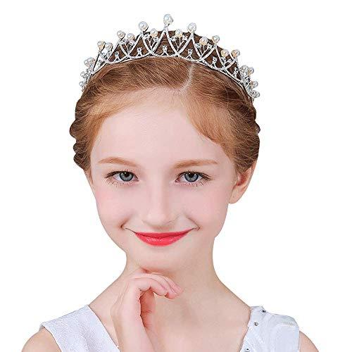 Cemellia 子供 王冠 フラワーティアラ ヘアアクセサリー フォーマル クリスタル パール 結婚式 髪飾り キラキラ 発表会 子供用 七五 | 