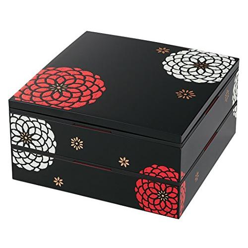 日本製 HAKOYA たつみや 22.5角二段オードブル重 黒 百華 54277 | 