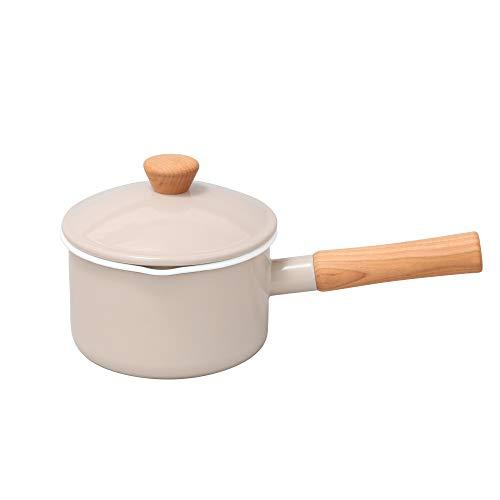 野田琺瑯 ソースパン ホーロー 14cm IH対応 ベージュ 日本製 クルール CLー14NBE | 