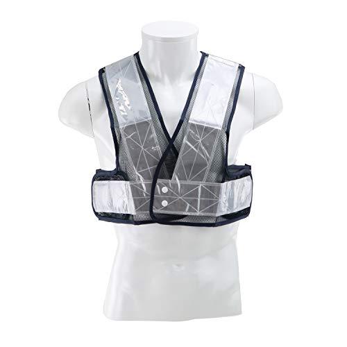 SK11 反射ベストショート 紺メッシュ 反射材 作業着 白色 SK-SB-N-W | 