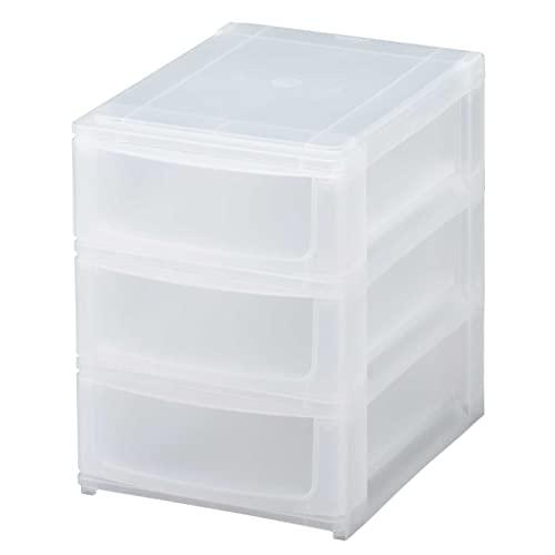 サンカ ポスデコ カラーボックスにピッタリフィット 引き出し収納ボックス ハーフ 浅3段 クリア ずれを防ぐラバーストッパー 重ねて使える スタ | 