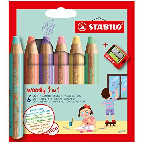 STABILO スタビロ 色鉛筆 ウッディー3in1 パステル 6色セット EO8806-3 | 