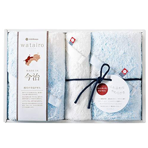 西川(Nishikawa) 今治 タオルギフト フェイスタオル 2枚 ハンドタオル 1枚 わたいろ 綿100% ふわふわ 日本製 ギフトパッケー | 