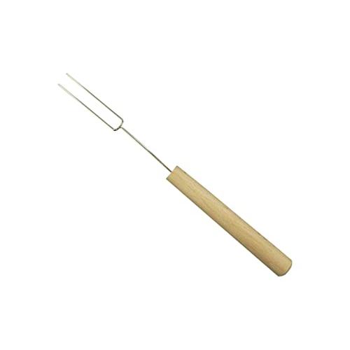 タイガークラウン デコレーションツール シルバー 天然木 10×220mm チョコレートフォーク 2本刃 スチール クロームメッキ 木柄 117 | 