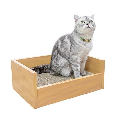 ペットプロ キャットベッド 本体 爪とぎ付 ゴミが出にくい 高密度 高耐久 猫 爪研ぎ 段ボール ベッド ナチュラル | 
