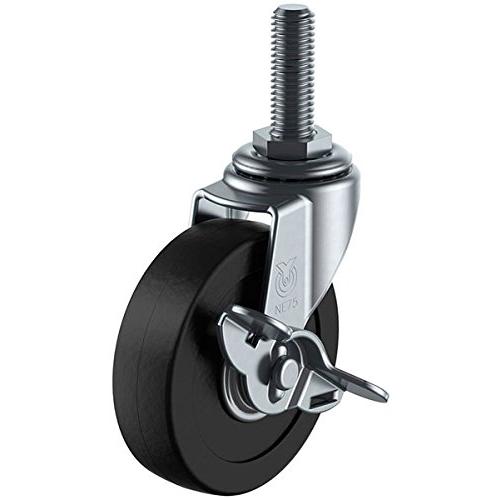 ユーエイキャスター：Lシリーズ LT-S型 自在キャスター ストッパー付 ゴム車 車輪径φ75 ネジ寸UNF1/2×14 山数 20山 メーカー | 