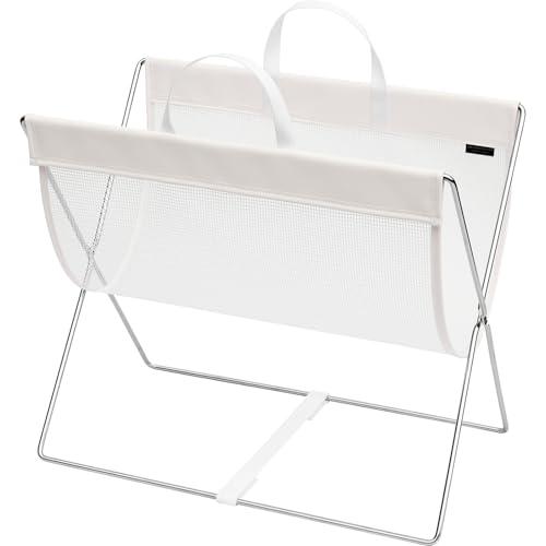 サキ 手荷物入れ セルフワゴン メッシュ×レザー調 PVC ホワイト R-358 | 