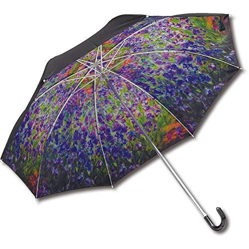 ユーパワー 名画折りたたみ傘(晴雨兼用) モネ「モネのアイリスガーデン」 AU-02507 広げた時のサイズ:直径85×長さ73cm、親骨の長さ | 