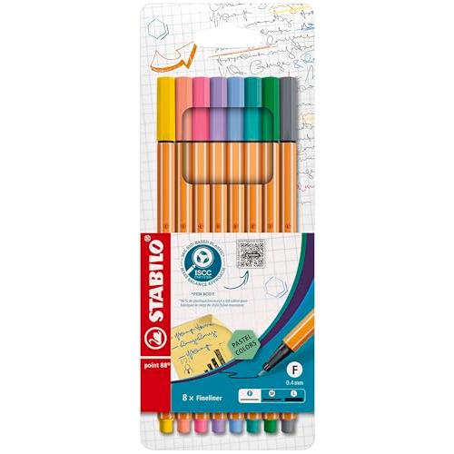 STABILO スタビロ 水性ペン ポイント88 パステル カラー 8色セット 88-8-01 | 