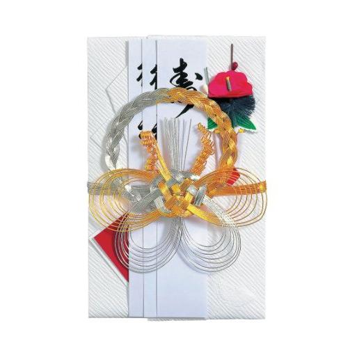 マルアイ 祝儀袋 結婚式 大檀金環 蝶 10本帯 花のし 御祝 御礼 1枚 キ-676 ホワイト | 