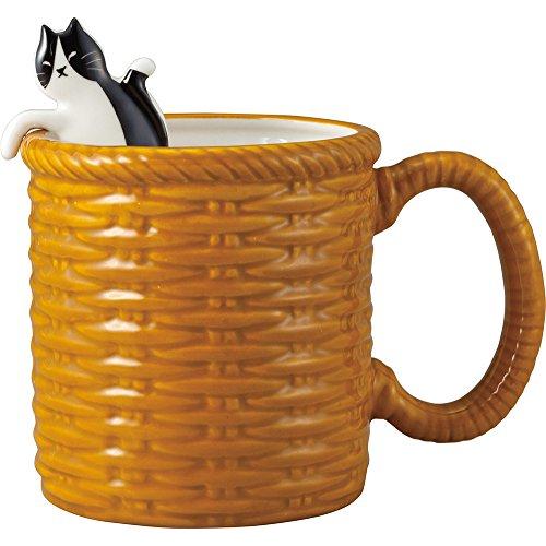 サンアート かわいい食器 「 おうちカフェ ベーシック 」 黒ねこのティースプーン付 マグカップ 300ml ブラウン SAN2925-3 | 