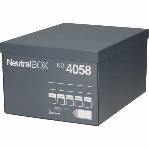 キングジム 収納箱 ニュートラルボックス 紙製 XL グレー 4058-GY | 