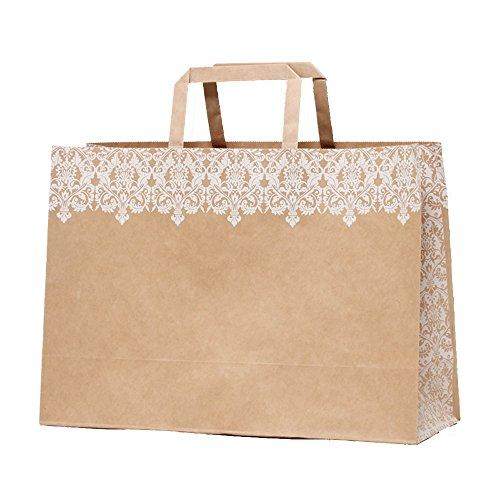 シモジマ ヘイコー 手提 紙袋 フラットチャームバッグ 340-1 ホワイト 34x12x24cm 50枚 003277202 | 