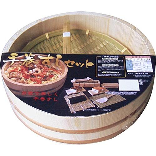 市原木工所 手巻き寿司 セット 寿司桶 27cm 3合用 P箍 直径27×H8.2cm ベージュ | 