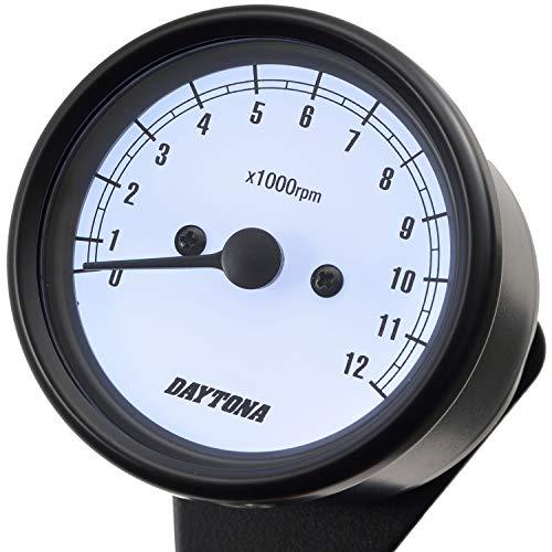 デイトナ(Daytona) バイク用 機械式 タコメーター ブラックボディ/ホワイトパネル/ホワイトLED φ60 12000rpm表示 156 | 