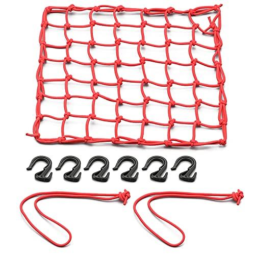 デイトナ(Daytona) バイク用 ツーリング ネット Mサイズ(300×300mm) フック6個付属 収納ポーチ付きネット&フック レッド | 