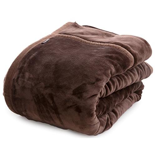 AQUA(アクア) 綿入り 毛布 厚手 ブランケット 冬 mofua モフア シングル (140×200cm) ブラウン あったかさをためこむ | 