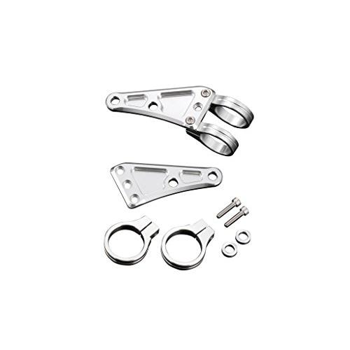 ポッシュ(POSH) バイク用品 マシンドロングヘッドライトステー 2サークルクランプタイプ フォーク径41mm シルバー 030048-03 | 